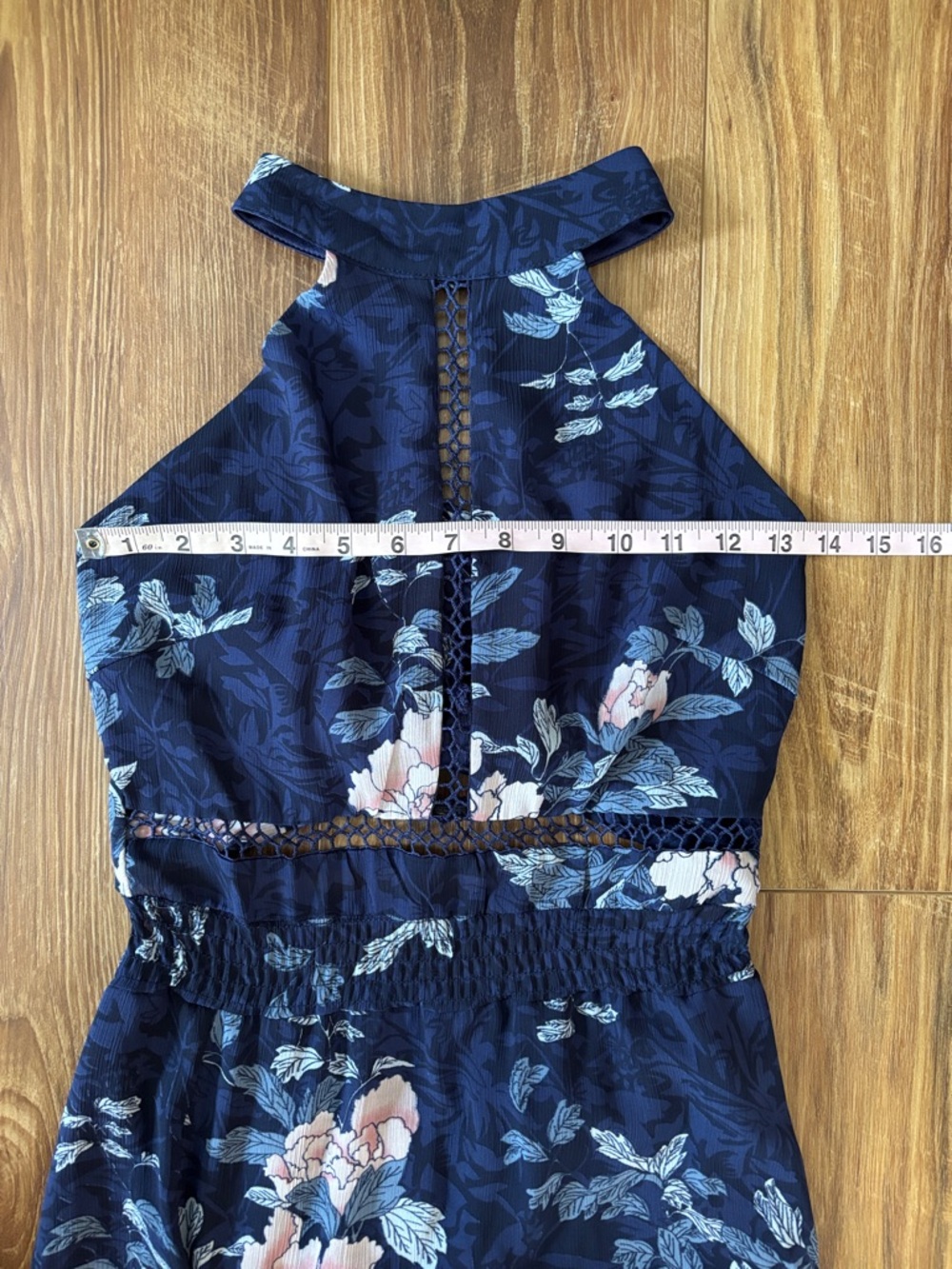 5/$25🌼 Navy Floral Halter Maxi Dress with Slit perfect for summer wedding - Picture 7 of 13